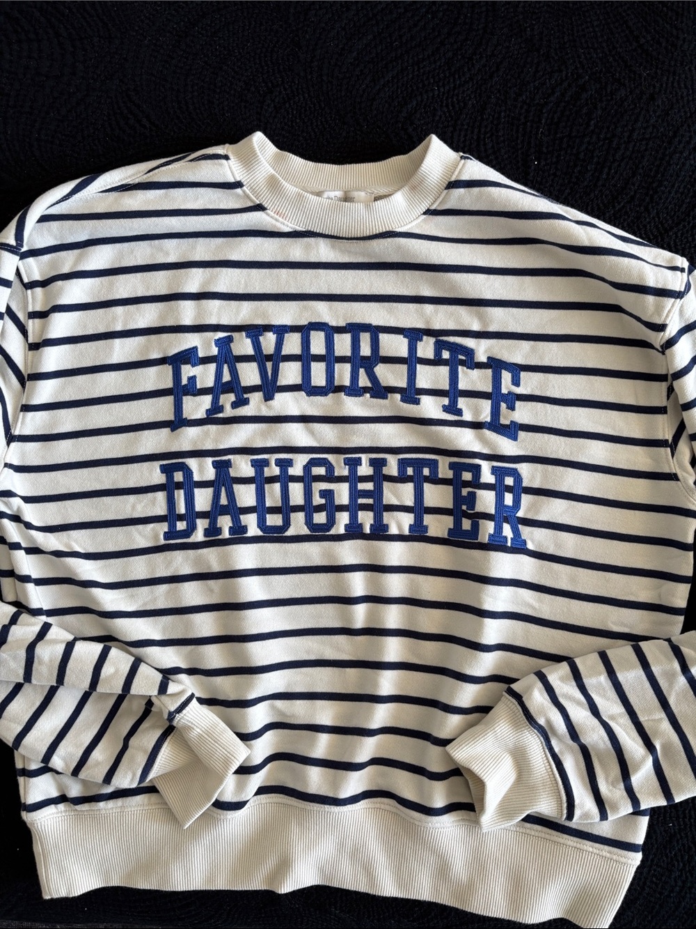 Favorite Daughter Cream & Blue Striped Crewneck Sweatshirt